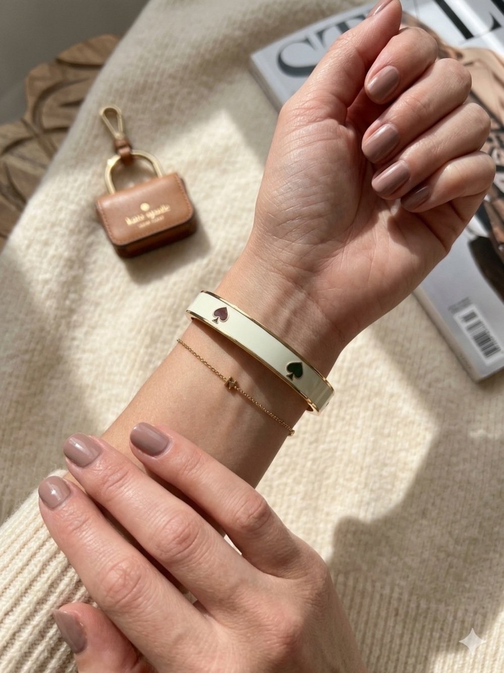 Kate Spade New York Signature Spade Cream & Gold Enamel Bangle